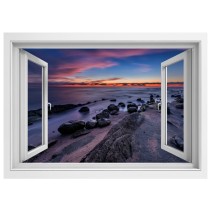 Vinilos ventanas 3d atardecer mar negro